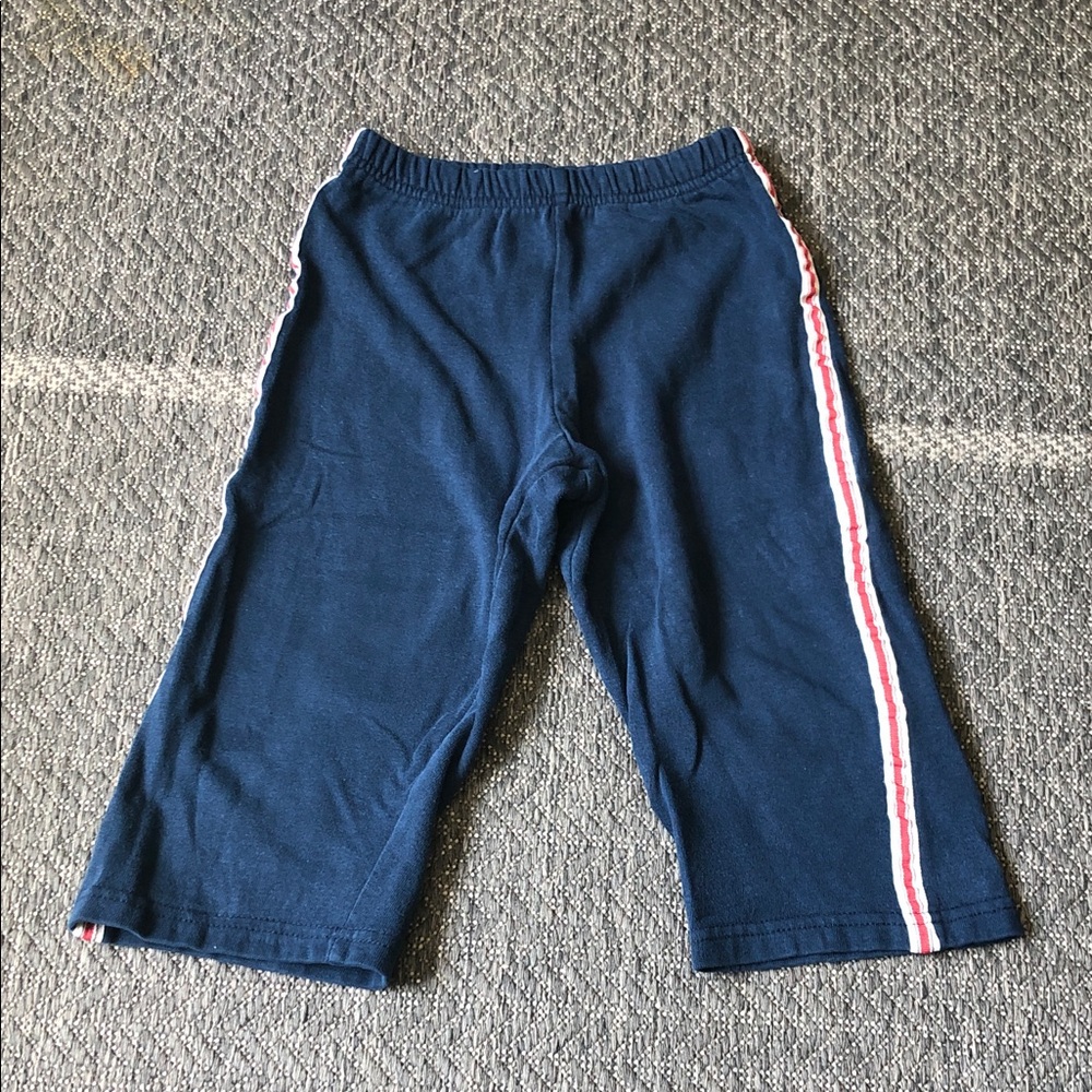Navy Jogger Pants with Red & White Side Stripes